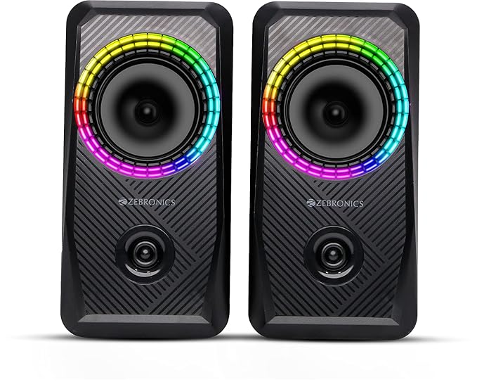 Open Box Unused Zebronics Zeb-Warrior 4, 2.0 Speaker for PC, Laptops, Desktop with 5 RGB Light Modes, USB Powered